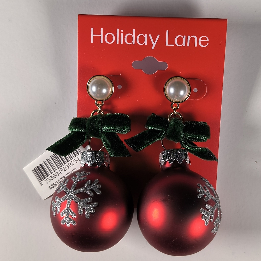 NWT Red Ornament Earrings from Macy's Holiday lane